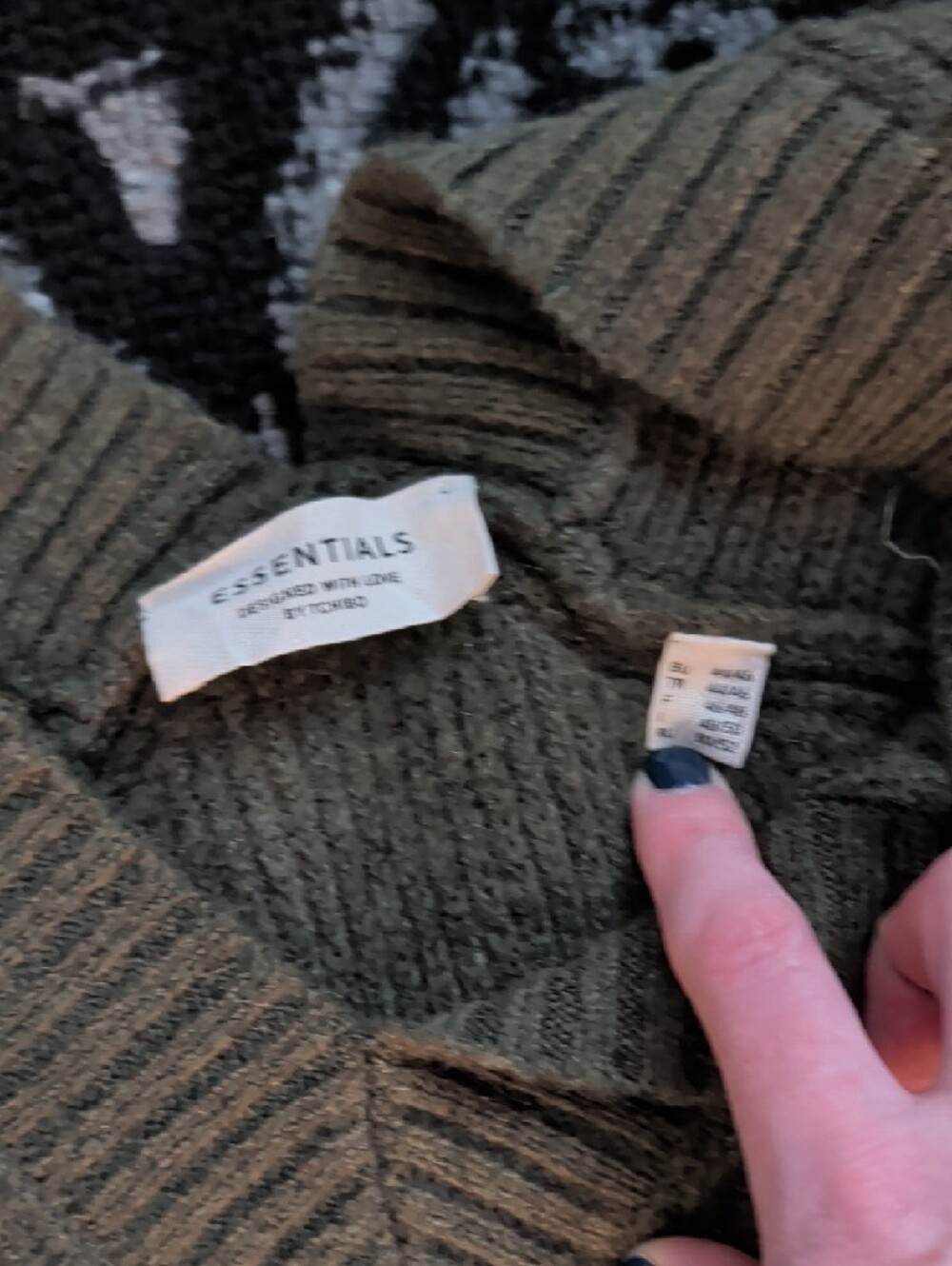 Essentials Olive Ribbed V-Neck Sweater Vest - Picture 2 of 5